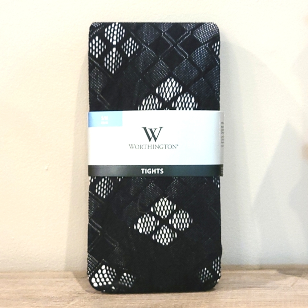 NWT Worthington Black Fishnet Patterned Tights